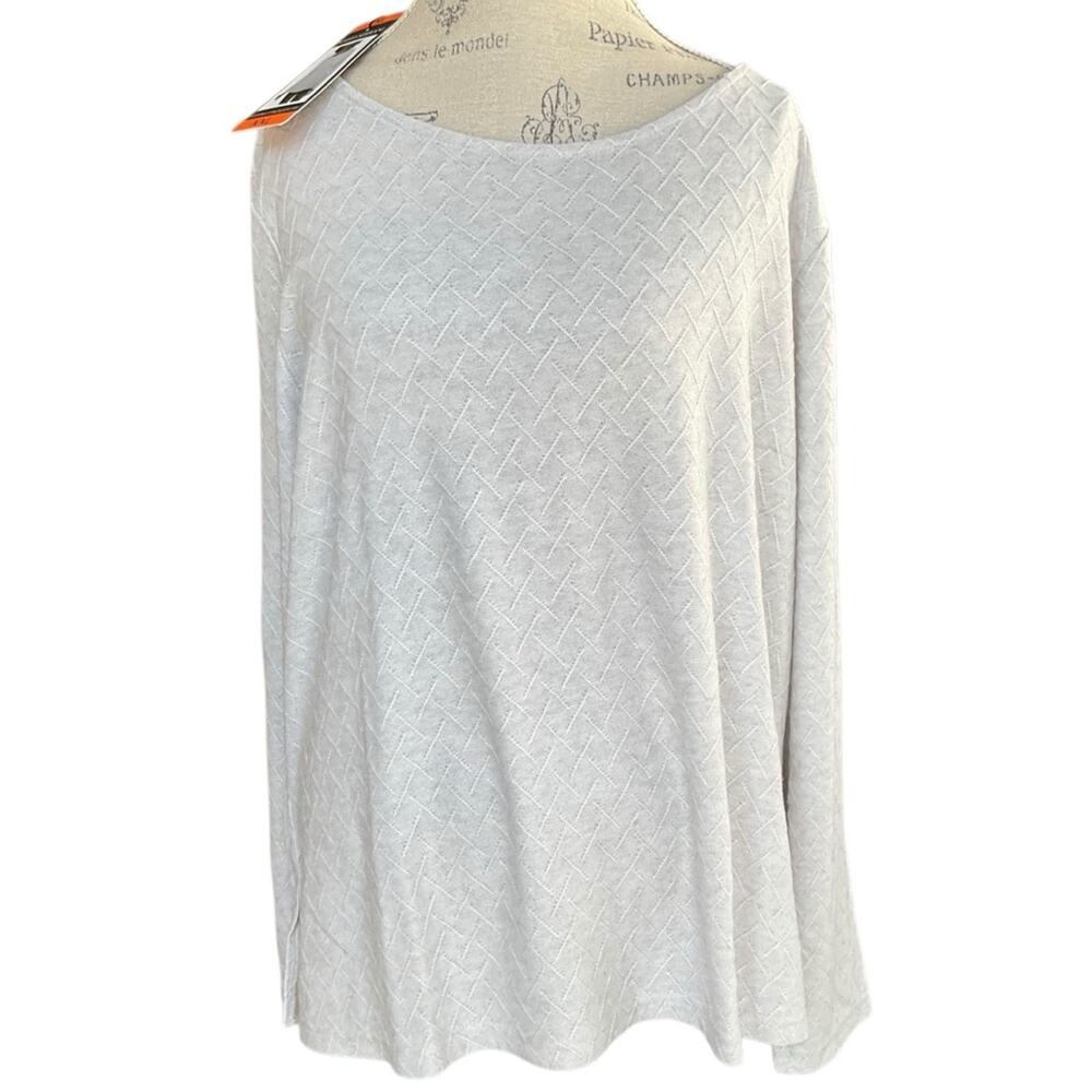 Mario Serrani Women’s Textured Long Sleeve Light Gray SweaterSize XXL NWT
